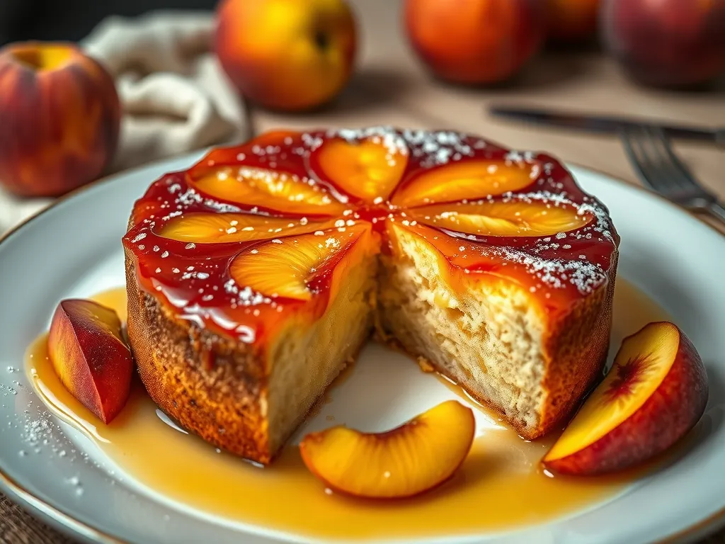 Peach Cardamom Upside-Down Cake