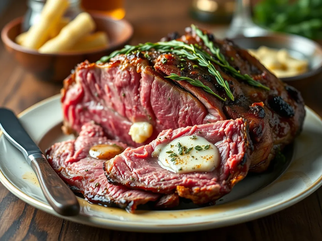 Prime Rib with Garlic and Herb Butter